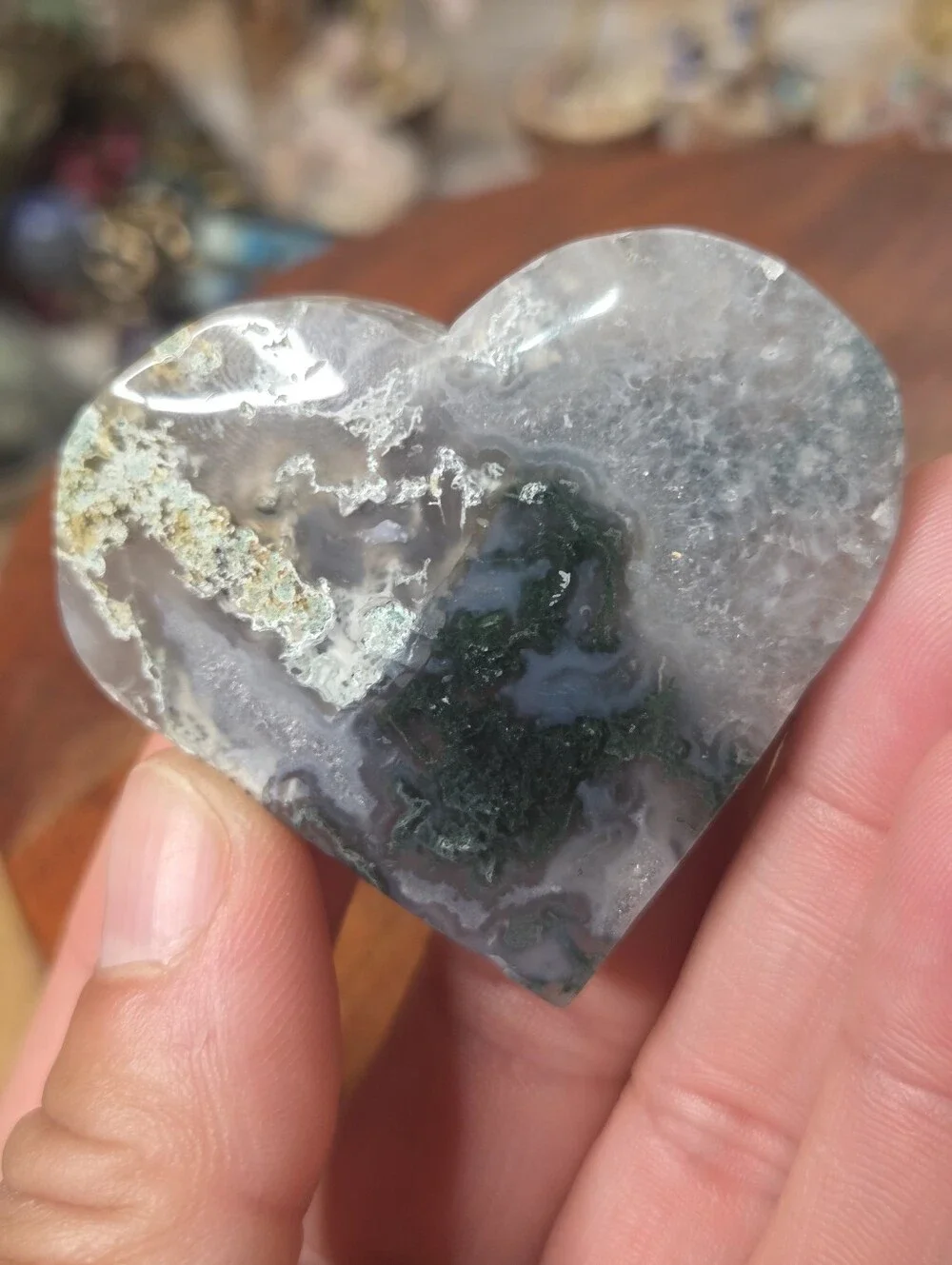 Moss Agate Heart ( A) 2 In New Beginnings